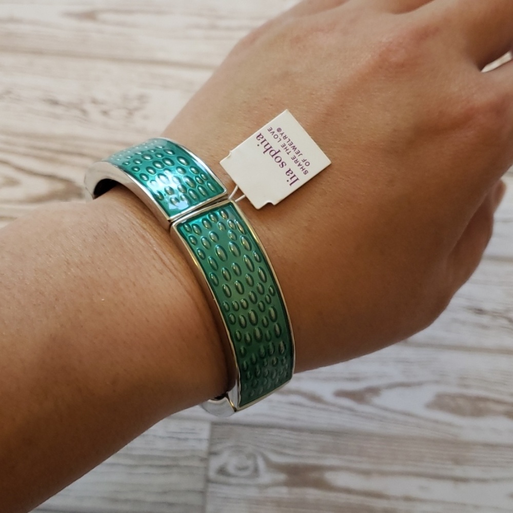 Lia Sophia Turquoise and Silver Bangle Bracelet - Picture 1 of 5